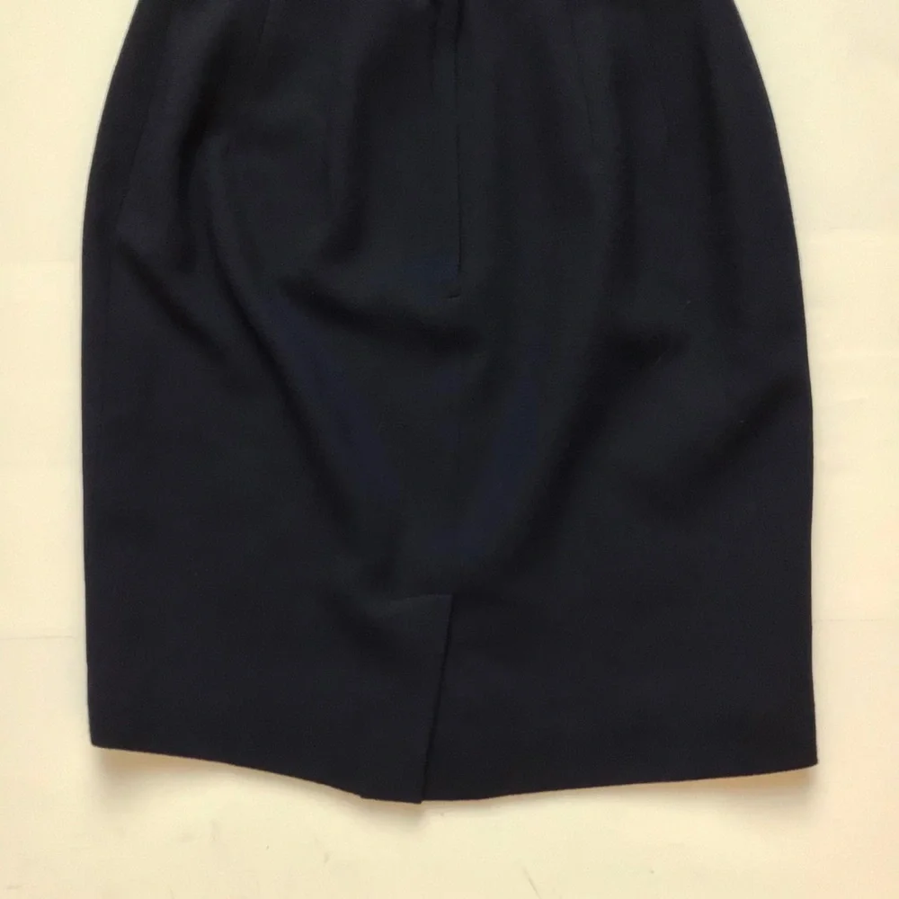 GIANNI Blue Wool Lined Pencil Skirt 4 Petite